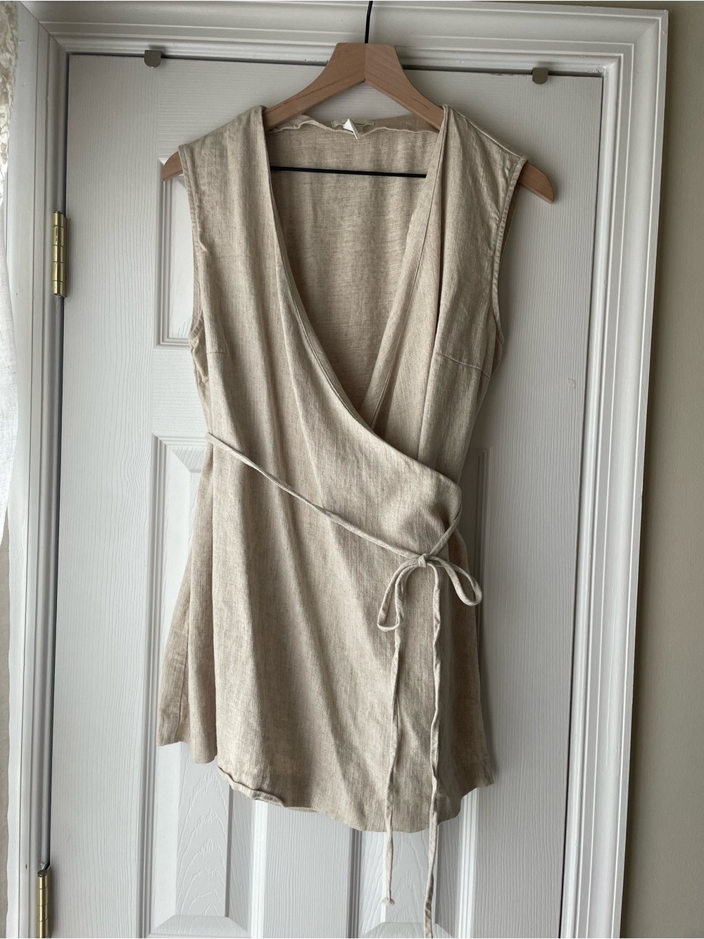 H&M MAMA Linen Blend Wrap Top